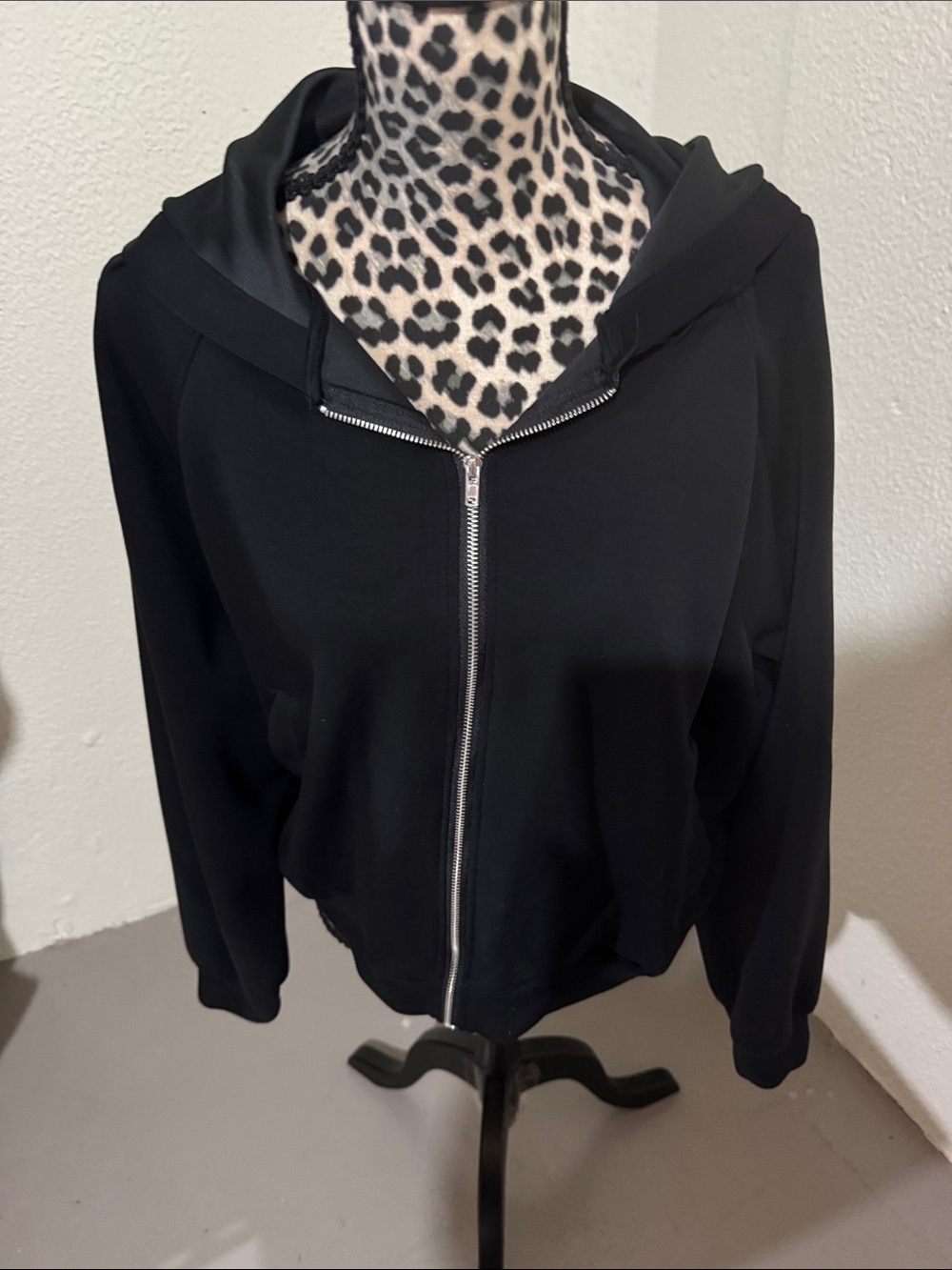 Women's Black Zip-Up Hoodie Sweatshirt